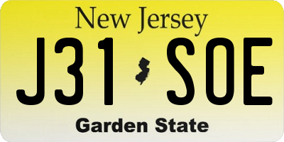 NJ license plate J31SOE