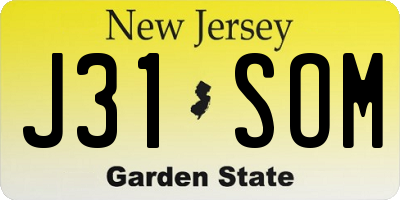 NJ license plate J31SOM