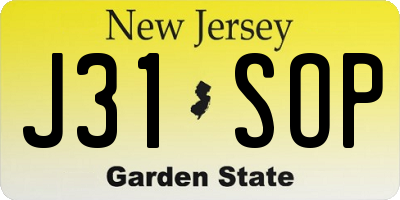 NJ license plate J31SOP
