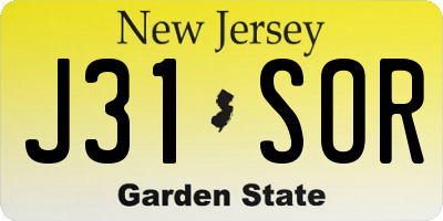 NJ license plate J31SOR