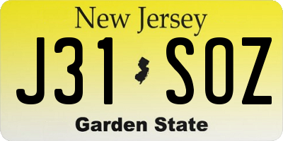 NJ license plate J31SOZ