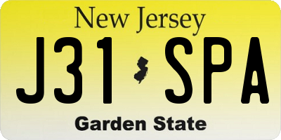 NJ license plate J31SPA