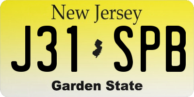 NJ license plate J31SPB