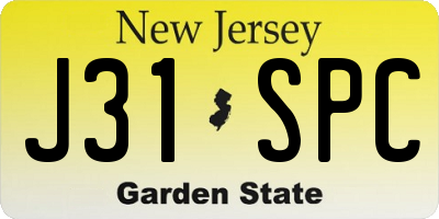 NJ license plate J31SPC