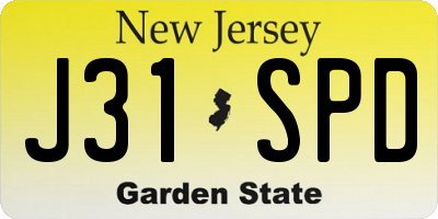 NJ license plate J31SPD