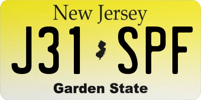 NJ license plate J31SPF