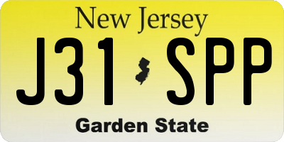 NJ license plate J31SPP