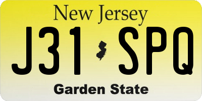 NJ license plate J31SPQ