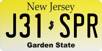 NJ license plate J31SPR