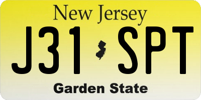 NJ license plate J31SPT