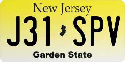 NJ license plate J31SPV