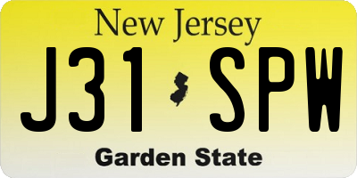NJ license plate J31SPW