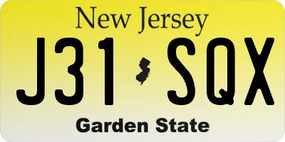 NJ license plate J31SQX