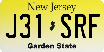 NJ license plate J31SRF