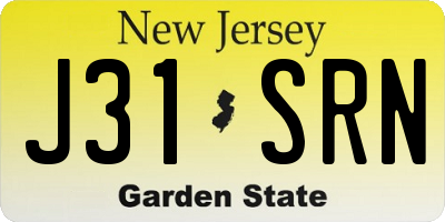 NJ license plate J31SRN