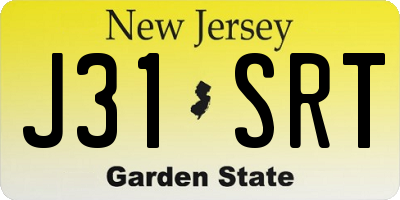 NJ license plate J31SRT