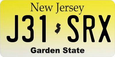 NJ license plate J31SRX