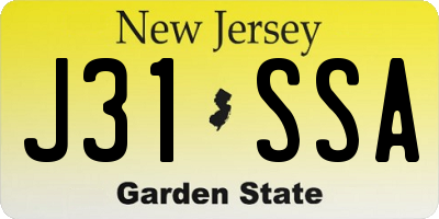 NJ license plate J31SSA