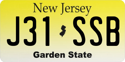 NJ license plate J31SSB