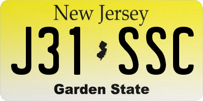 NJ license plate J31SSC