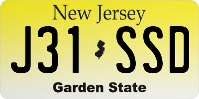 NJ license plate J31SSD