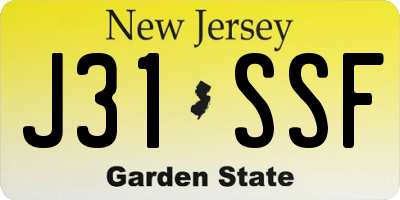 NJ license plate J31SSF