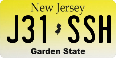 NJ license plate J31SSH