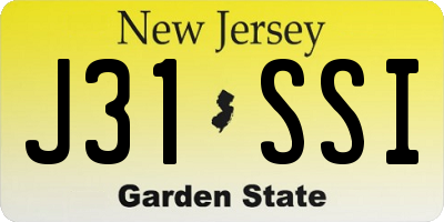 NJ license plate J31SSI