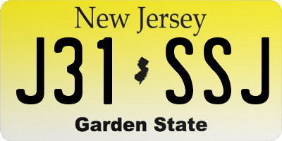 NJ license plate J31SSJ