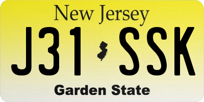 NJ license plate J31SSK