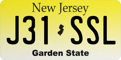 NJ license plate J31SSL