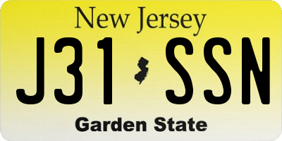 NJ license plate J31SSN