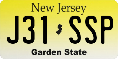 NJ license plate J31SSP