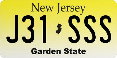 NJ license plate J31SSS