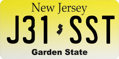 NJ license plate J31SST