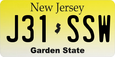 NJ license plate J31SSW