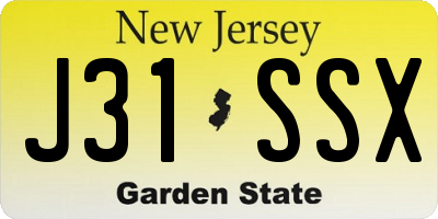 NJ license plate J31SSX