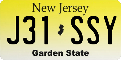 NJ license plate J31SSY