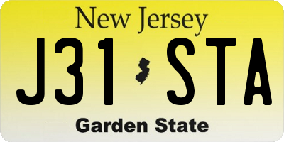 NJ license plate J31STA
