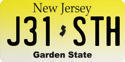 NJ license plate J31STH
