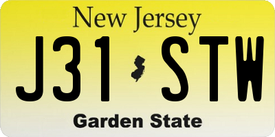 NJ license plate J31STW