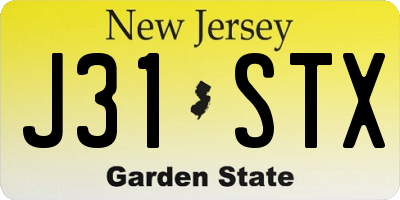 NJ license plate J31STX
