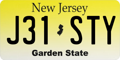 NJ license plate J31STY