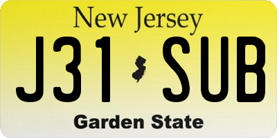 NJ license plate J31SUB