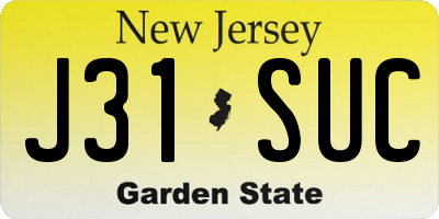 NJ license plate J31SUC