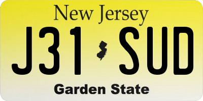 NJ license plate J31SUD