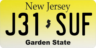 NJ license plate J31SUF