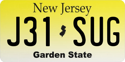 NJ license plate J31SUG