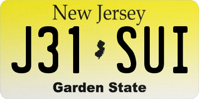 NJ license plate J31SUI