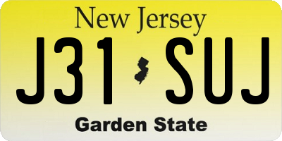 NJ license plate J31SUJ
